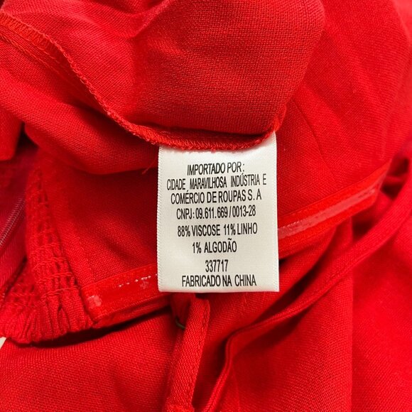 NWOT Farm Rio Linen Blend Sleeveless Halter Wide Leg Jumpsuit Sz M Red - Picture 11 of 12